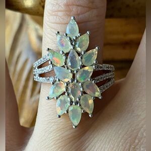 Natural Ethiopian Opal Sterling Silver Ring Size 6.5